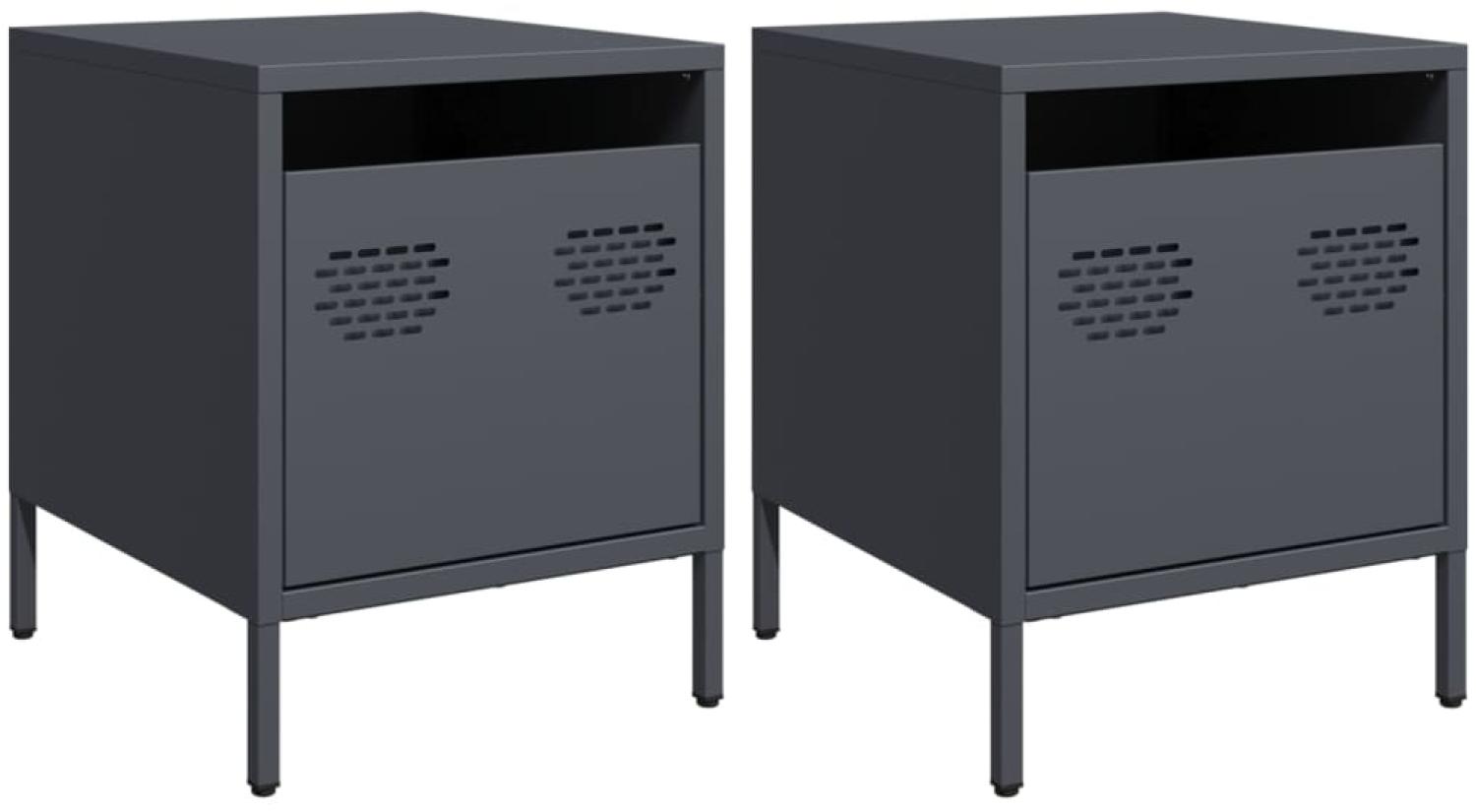 vidaXL Nachttische 2 Stk. Anthrazit 35x39x43,5 cm Stahl 851249 Bild 1