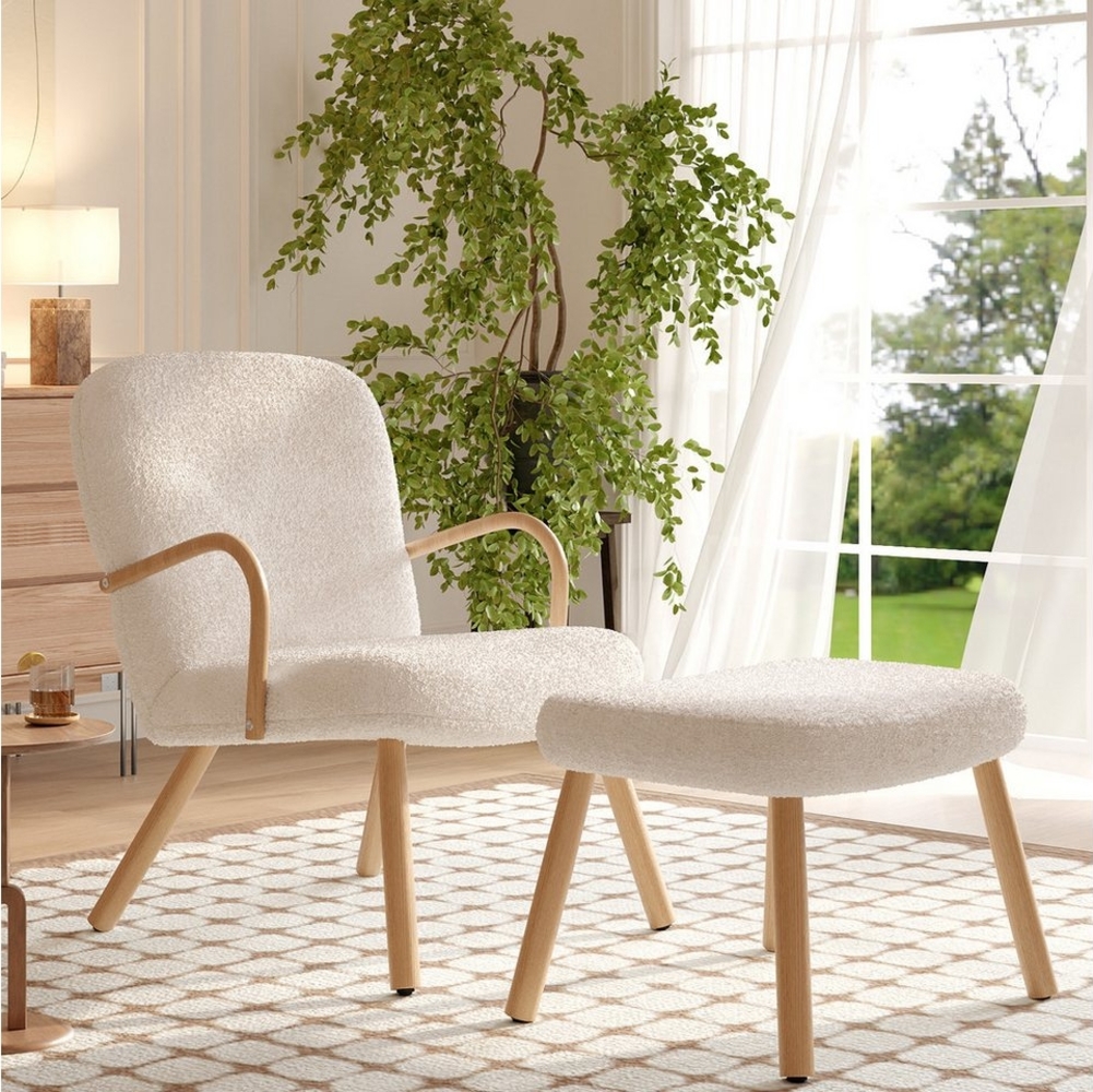 FUROKOY Ohrensessel Relaxsessel Loungesessel mit Hocker, Armlehnstuhl, Fernsehsessel (Ohrensessel,mit Fußhocker, 1-St. Teddysamt Relaxsessel), Freizeitsessel Sessel Bild 1