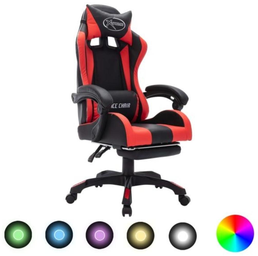 vidaXL Gaming-Stuhl mit RGB LED-Leuchten Rot und Schwarz Kunstleder 288007 Bild 1