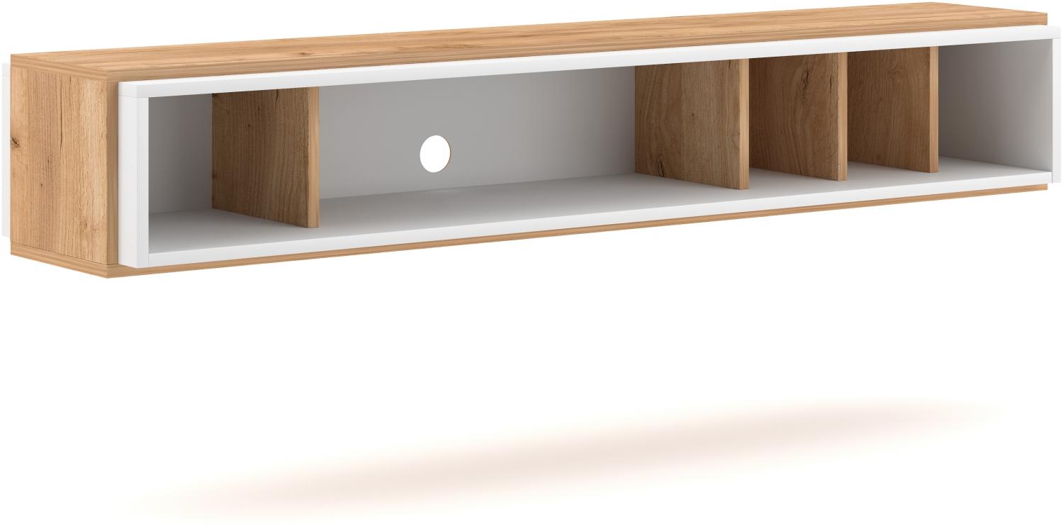 TV-Schrank 'Dose', Weiß/Gold Eiche, 153 x 25 x 35 cm Bild 1
