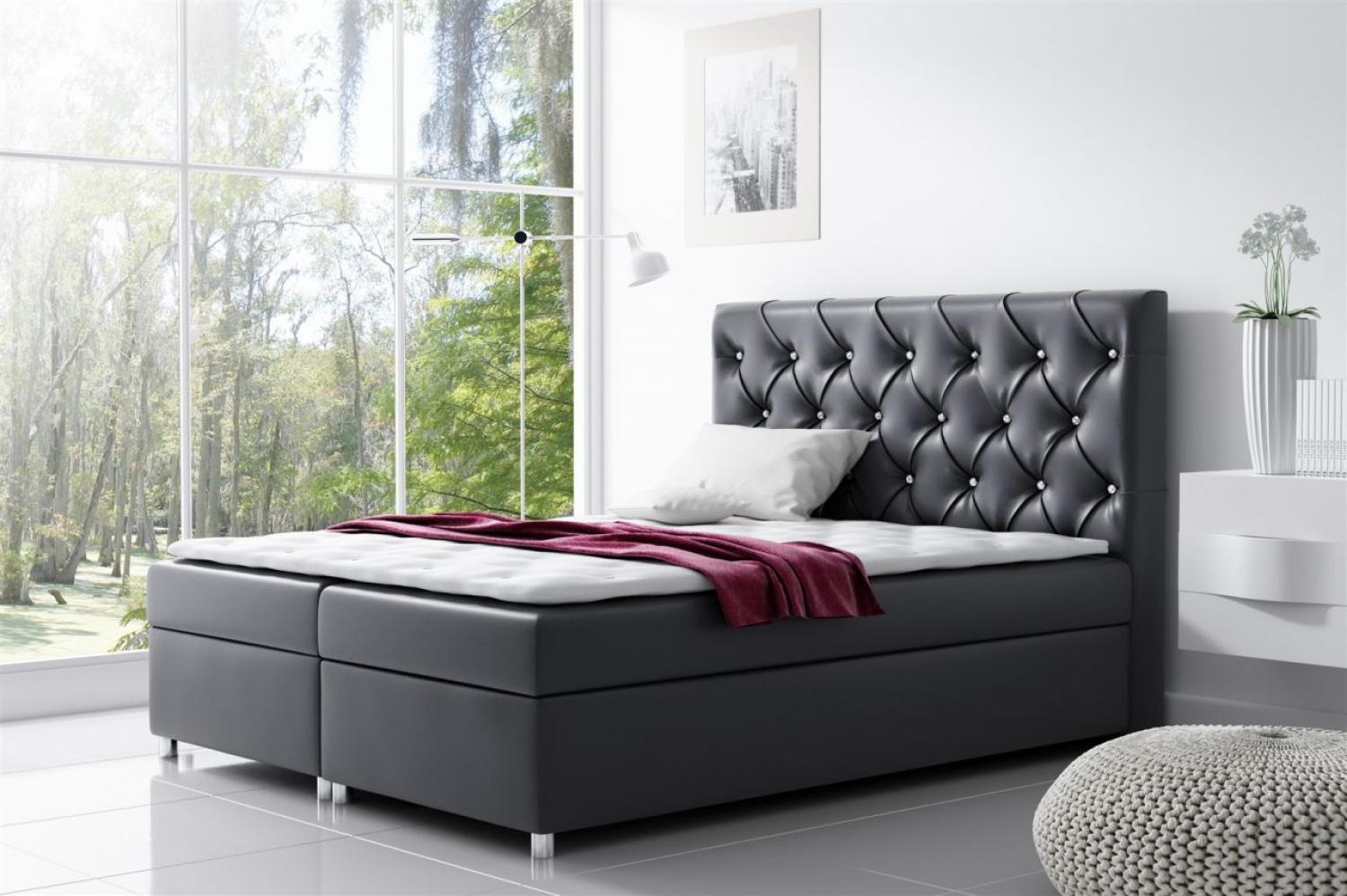 Boxspringbett DOLCE Kunstleder Schwarz 140x200 cm Bild 1
