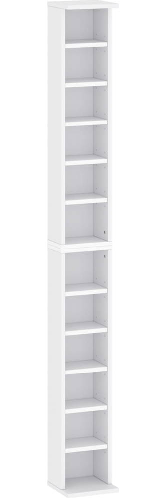 TARGET HOME CD-Regal Multifunktionales CD/DVD Regal für 204 CDs oder 72 DVDs Platzsparend weiß (H 183.6 x T 20 x B 21 cm) Bild 1