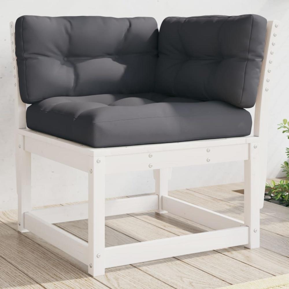 vidaXL Garten-Ecksofa mit Kissen Weiß 73x73x78 cm Massivholz Kiefer 844685 Bild 1