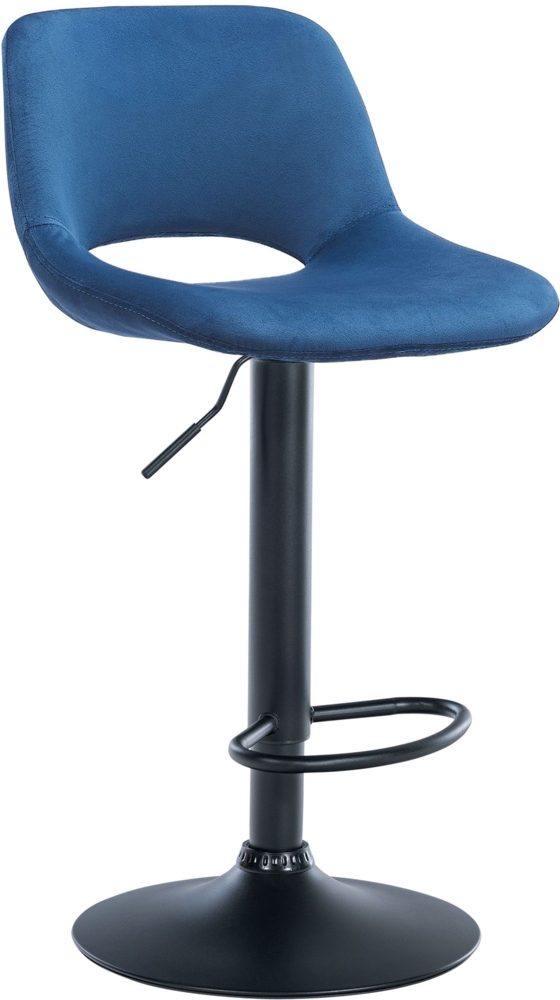 DELUKE® Barhocker JAKSON - Blau, Samt, Schwarz Barhocker mit Lehne Barstuhl Tresenhocker Tresenstuhl Kneipenhocker Kneipenstuhl Bild 1