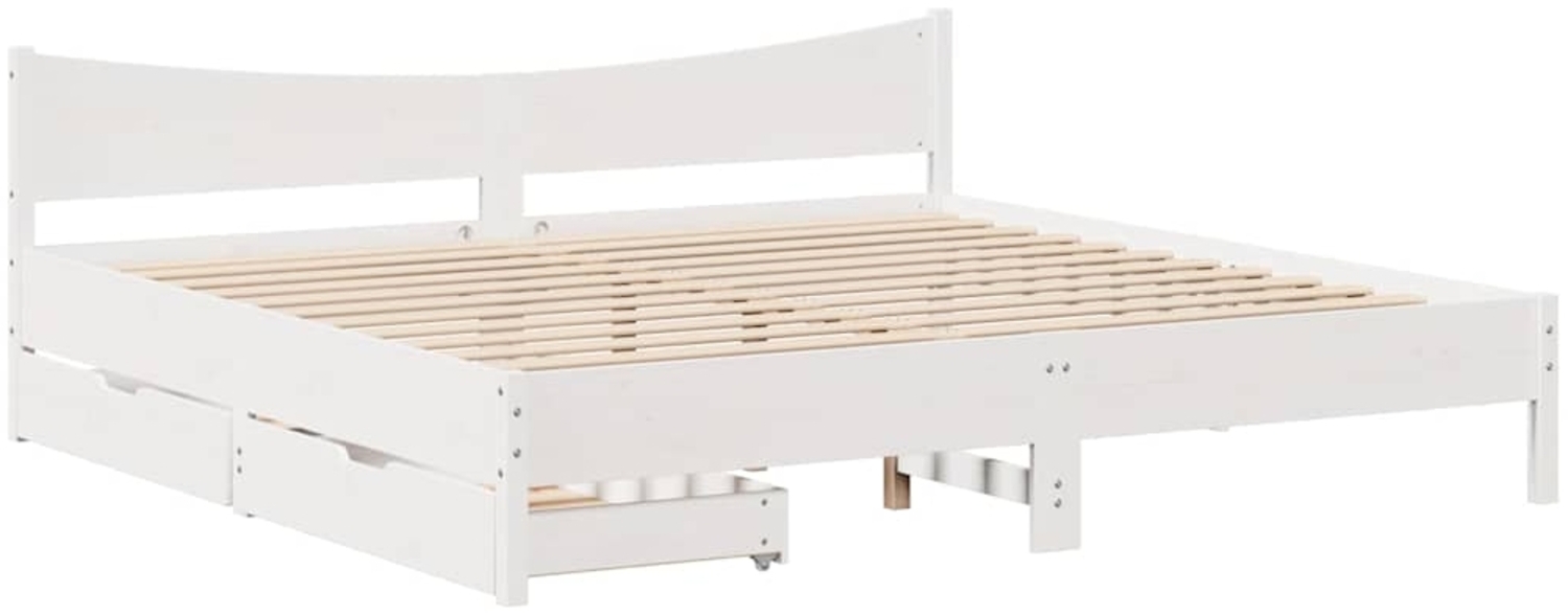 vidaXL Massivholzbett mit Schubladen Weiß 180x200 cm Kiefer 3301897 Bild 1
