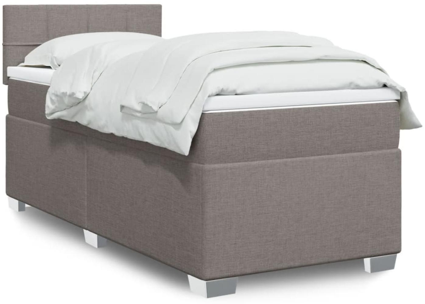 vidaXL Boxspringbett mit Matratze Taupe 90x200 cm Stoff 3288075 Bild 1