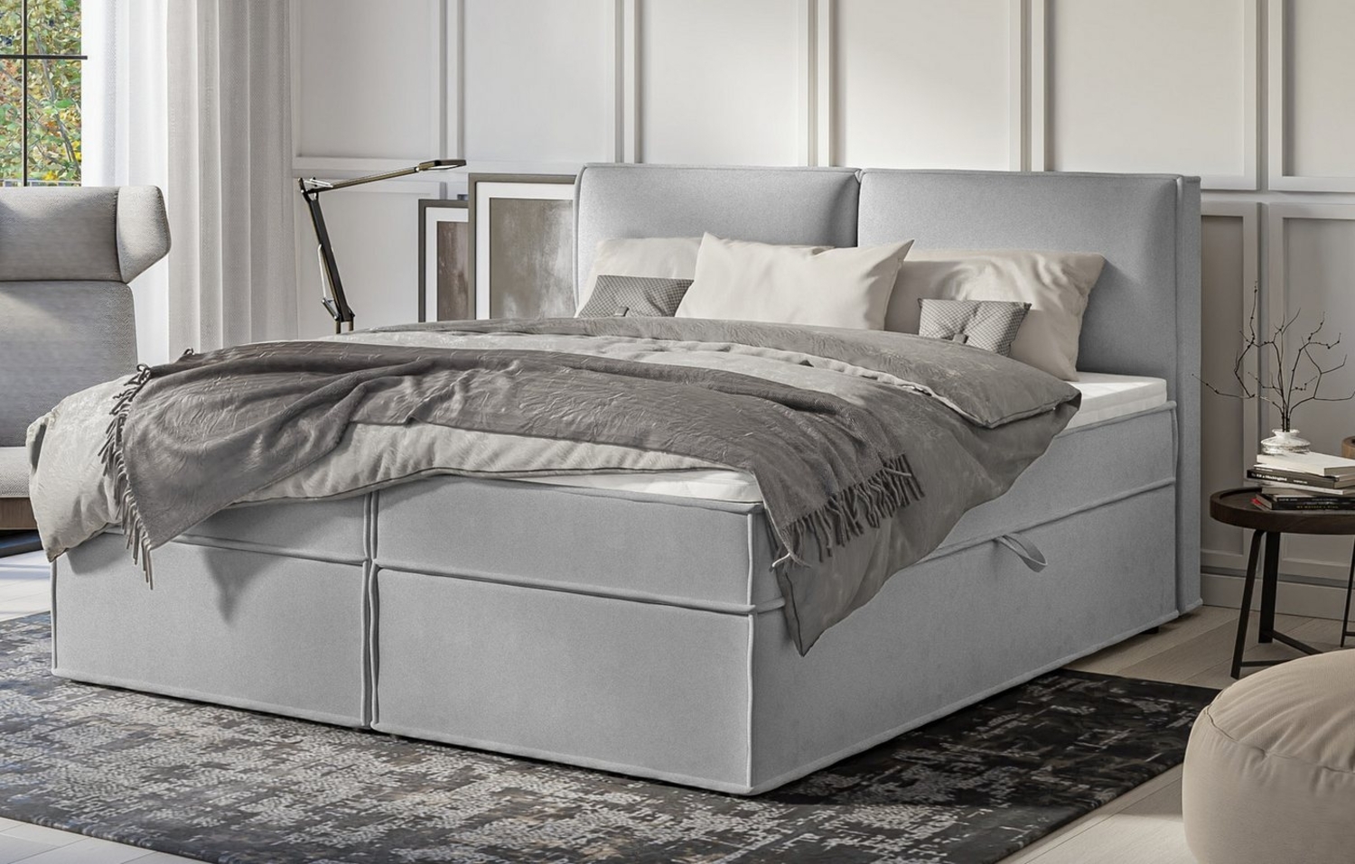 S-Style Möbel Boxspringbett Plaza mit Topper und Bettkästen aus Luxusmicrofaser, mit Topper und Bettkasten / zwei Bettkästen (je nach Bettgröße) Bild 1