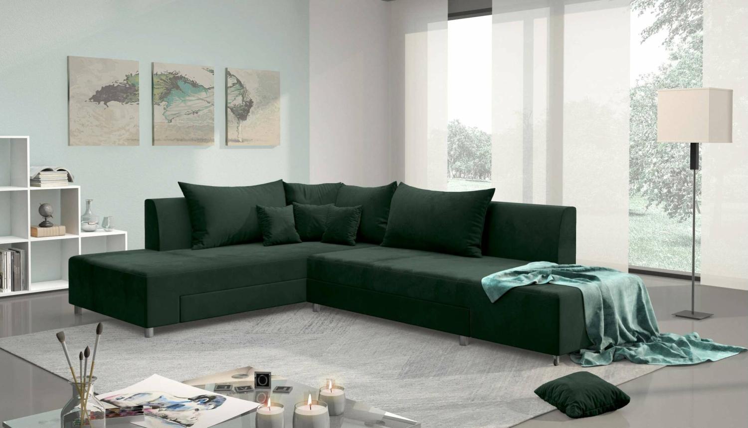 Stylefy Livia Ecksofa Dunkelgrün Velours Bild 1