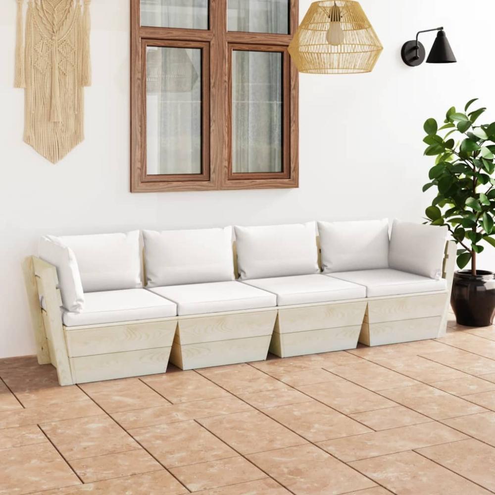 vidaXL Garten-Palettensofa 4-Sitzer mit Kissen Fichtenholz 3063446 Bild 1