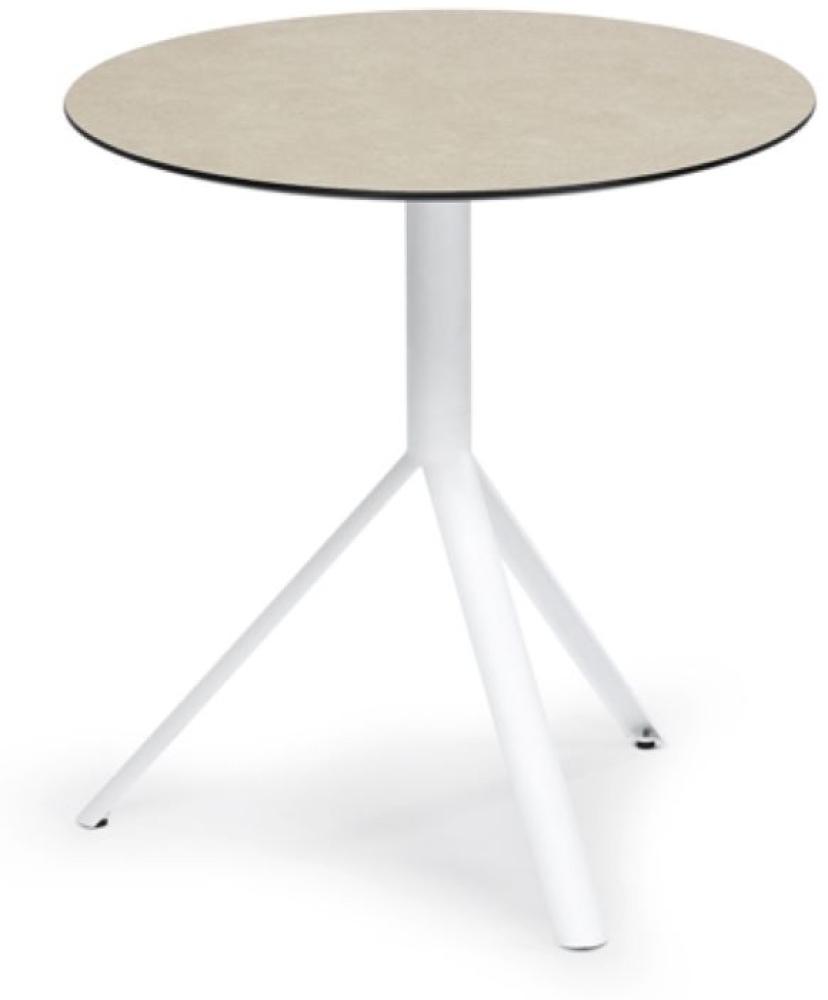 Trio Outdoor Bistrotisch rund Weiß HPL Beige ∅70 cm Bild 1