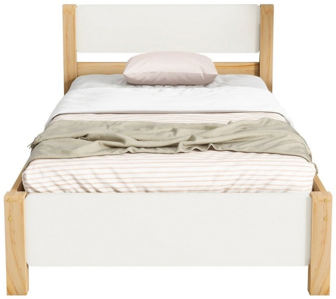 HAUSS SPOLE Holzbett Einzelbett Holzbett Bettrahmen Kinderbett Jugendbett (90x200 cm, Einzelbett, Holzbett, Kiefernholzrahmen mit Mittelfuß), ohne Matratze Bild 1