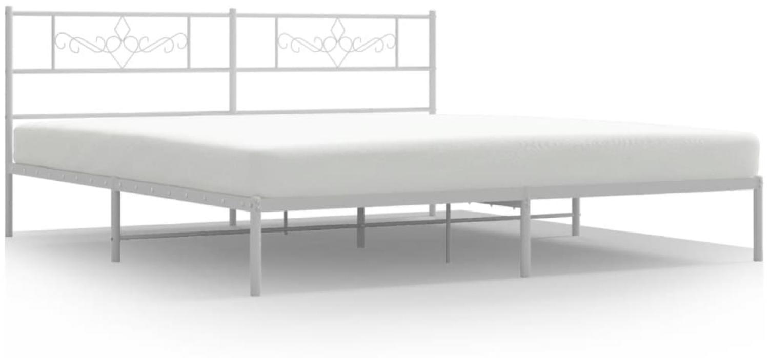 vidaXL Bettgestell mit Kopfteil, Metall weiß, 200x200 cm Bild 1
