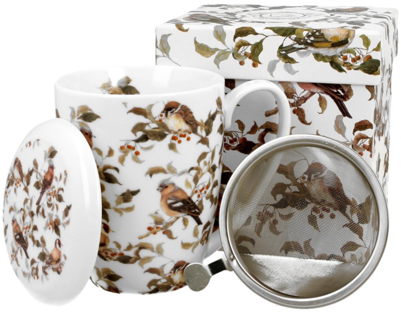 DUO ANIMALS Becher 380 ml BIRDIES mit Teesieb, New Bone China Porzellan Bild 1