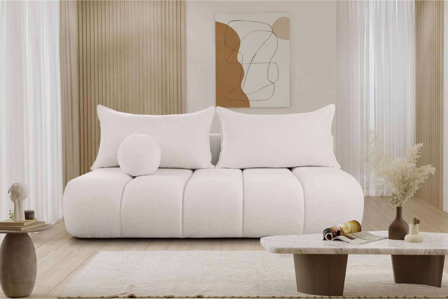 Schlafsofa Designersofa Sofa 3-Sitzer ANZIA in Stoff Ascot Bukla Creme Bild 1