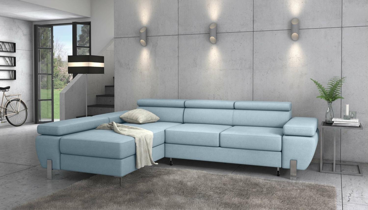 Stylefy Fressa Ecksofa Links Struktur Hellblau Bild 1