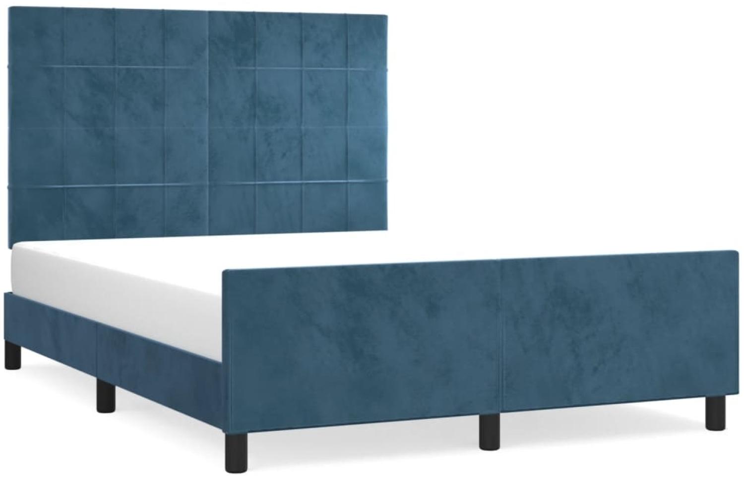 Bettgestell mit Kopfteil Samt Dunkelblau 140x200 cm, Härtegrad: H2 [3125761] Bild 1