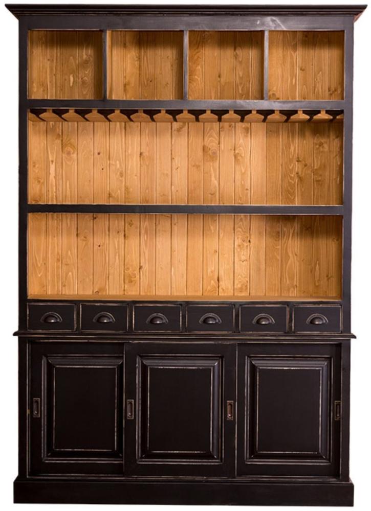 Casa Padrino Landhausstil Barschrank Antik Schwarz / Naturfarben 150 x 35 x H. 210 cm - Landhausstil Möbel Bild 1