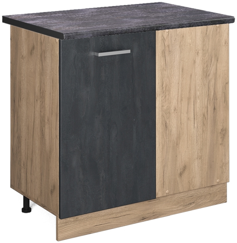 Vicco Küchenschrank Küchenzeile R-Line, Schwarz Beton, Eckschrank 86 cm, AP Anthrazit Bild 1