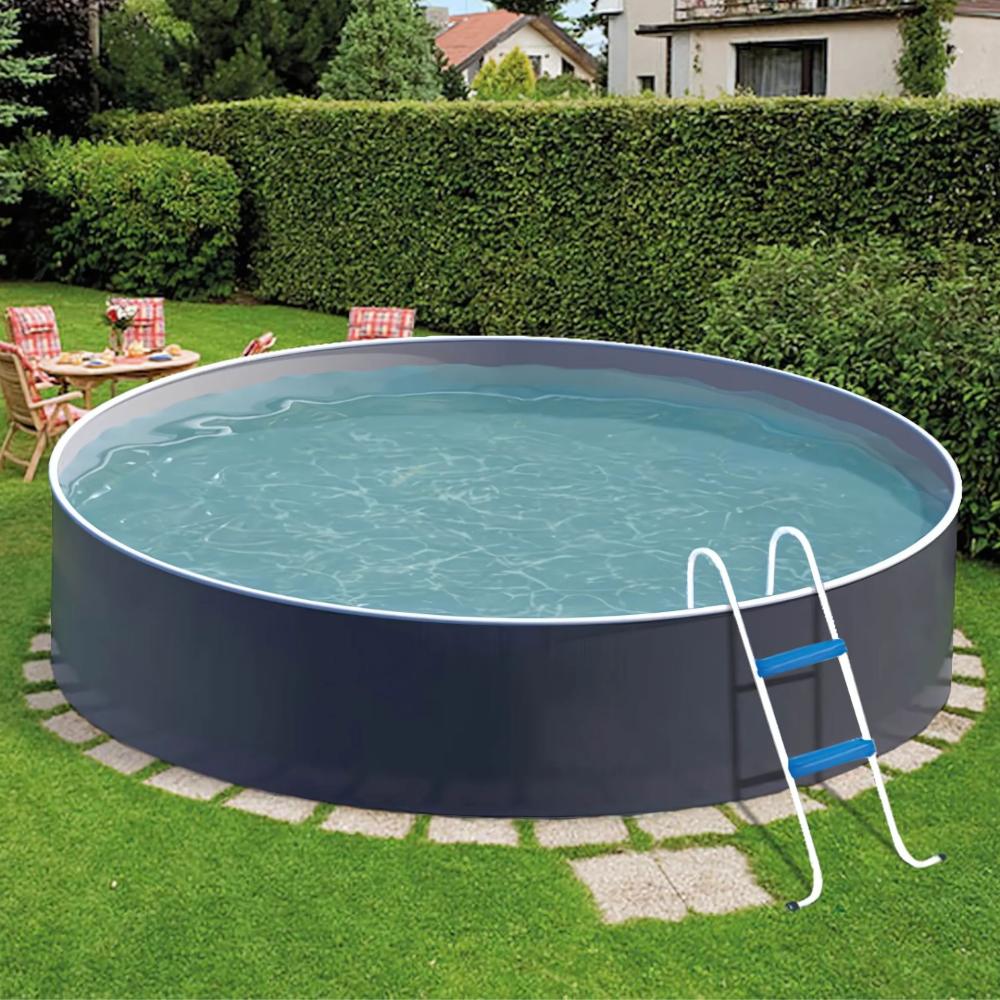 Azuro Deluxe Stahlwandpool - Graphite/Weiß - Rund Ø 460 x 120 cm Bild 1