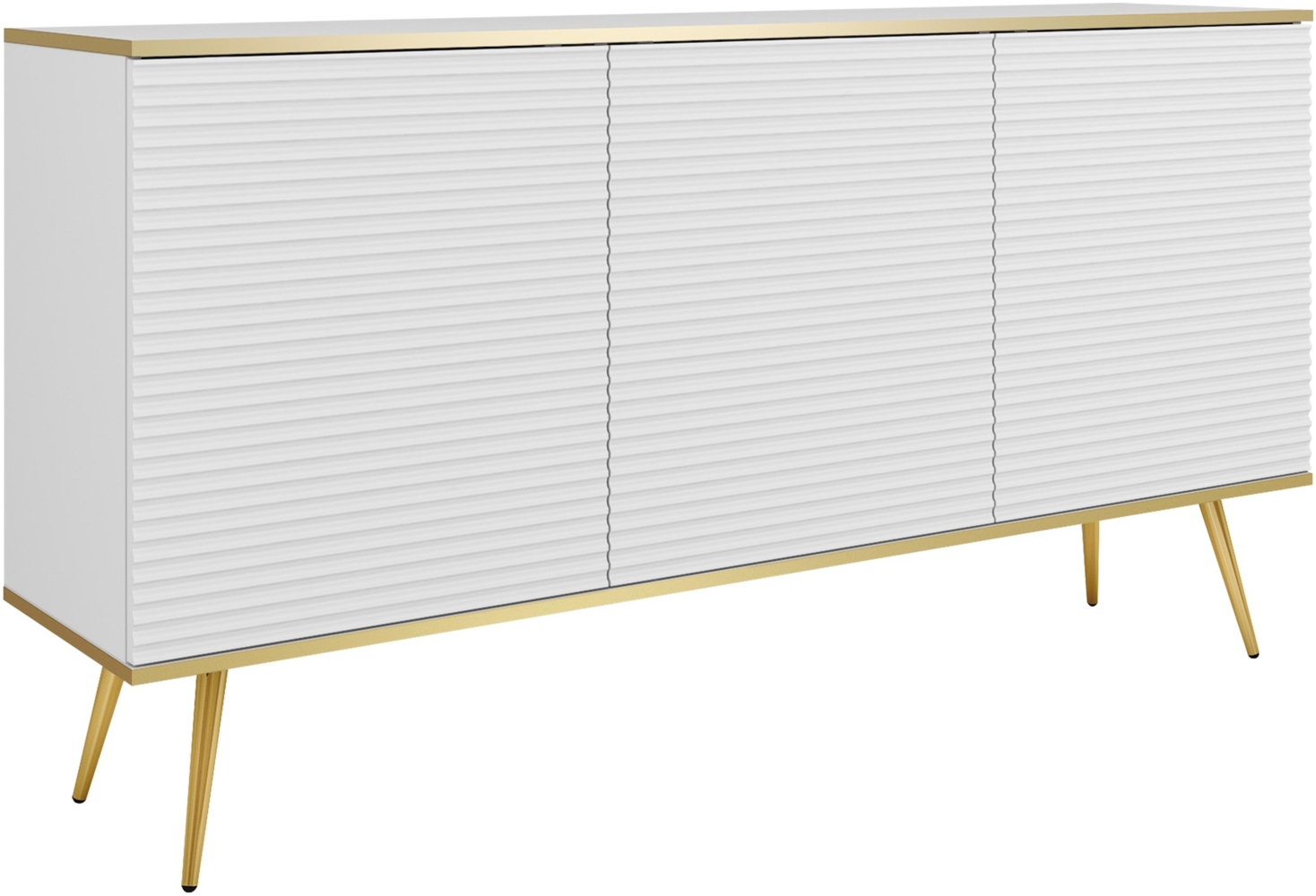 Kommode Orenate MDF K160 (Farbe: Weiß / Weiß + Gold) Bild 1