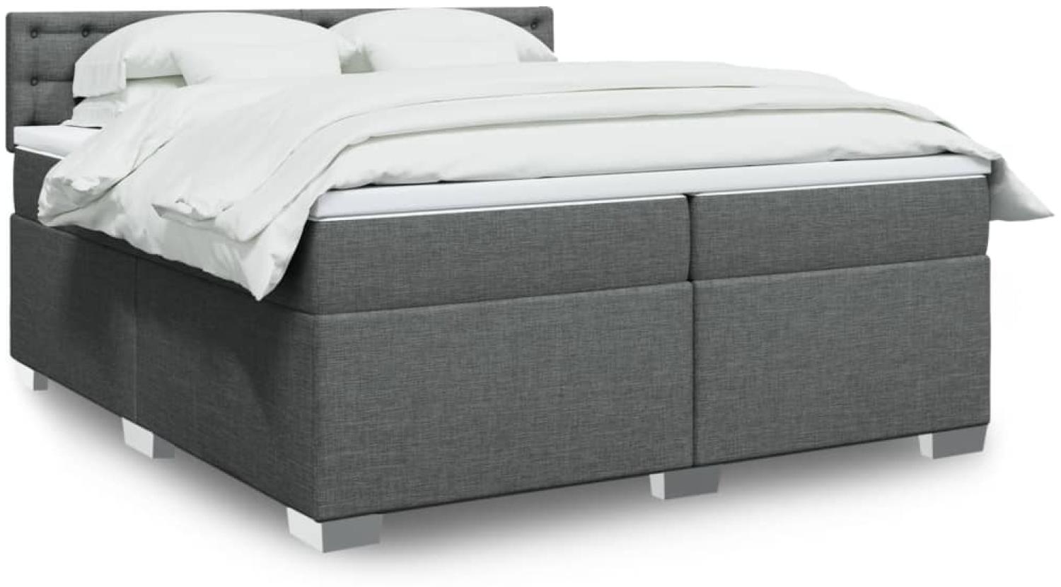 vidaXL Boxspringbett mit Matratze Dunkelgrau 200x200 cm Stoff 3288310 Bild 1