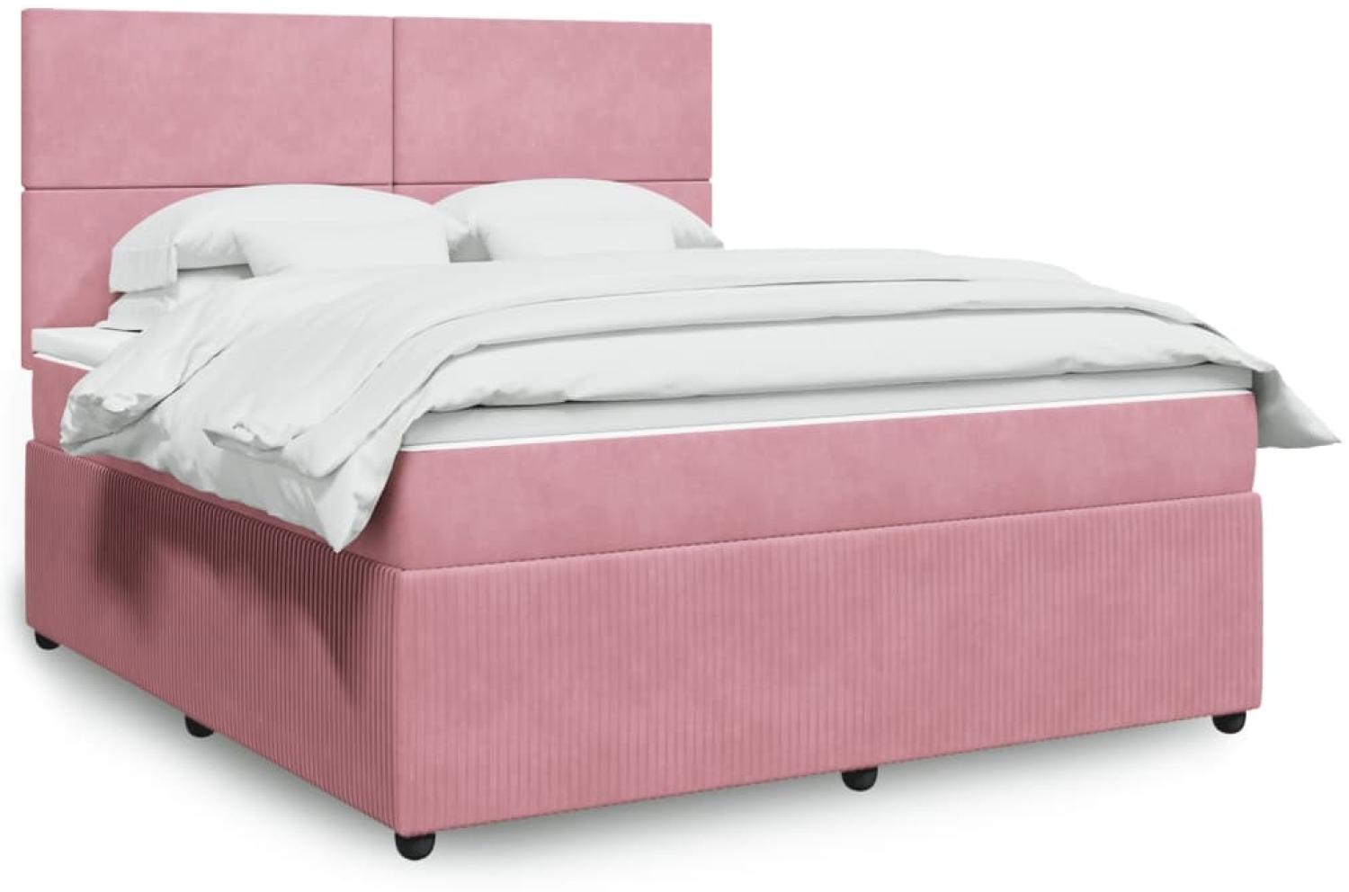 vidaXL Boxspringbett mit Matratze Rosa 180x200 cm Samt 3292405 Bild 1