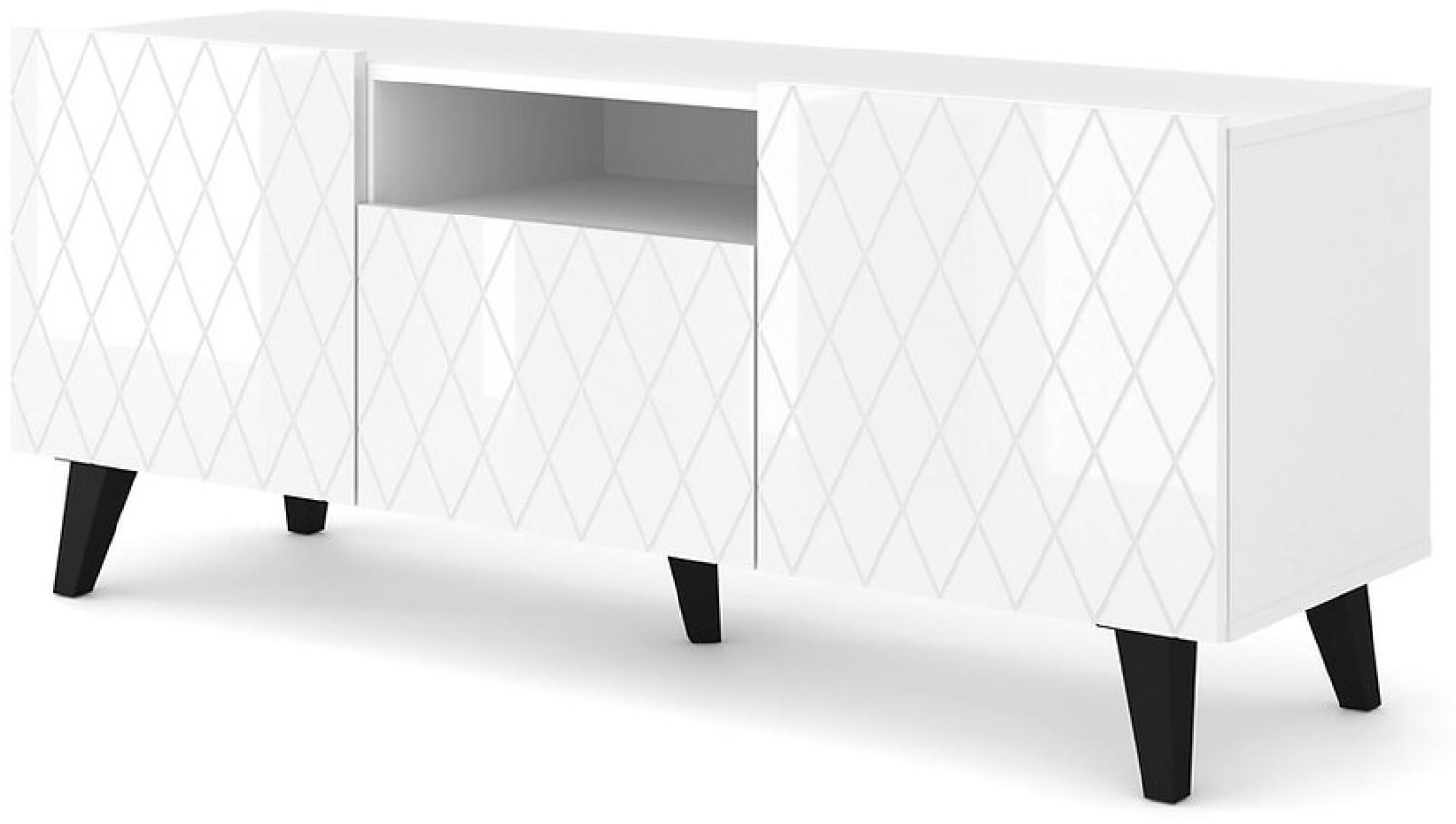 TV-Schrank Diuna 2D1K 145 cm weiß glänzend Bild 1