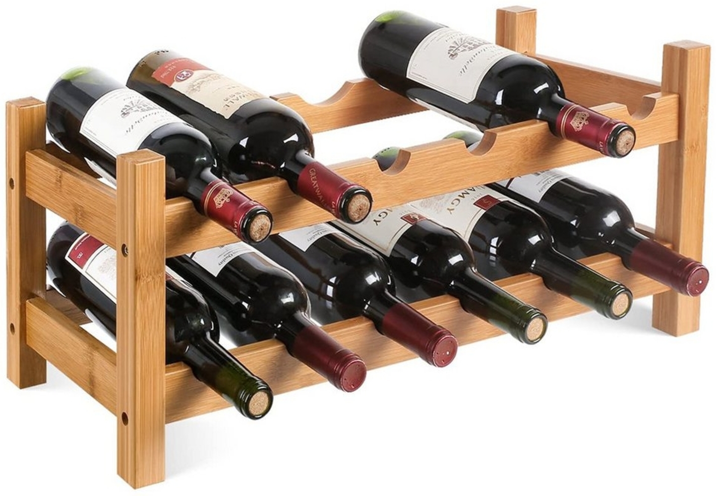 Homfa Weinregal, aus Bambus für 12 Flaschen Flaschenregal 60 x 24 x 25cm Bild 1