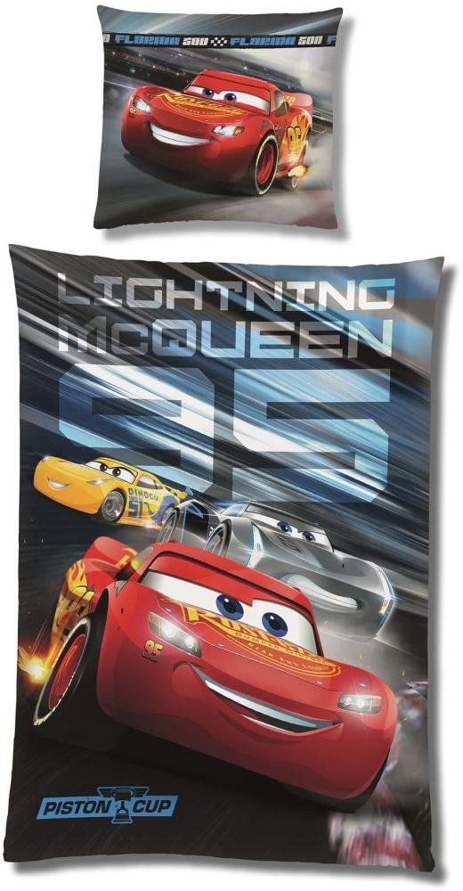 Disney Cars Bettwäsche Set 135x200 80x80 cm Rot Blaue Fleece Bettwäsche für den Winter mit Reißverschluss Bild 1