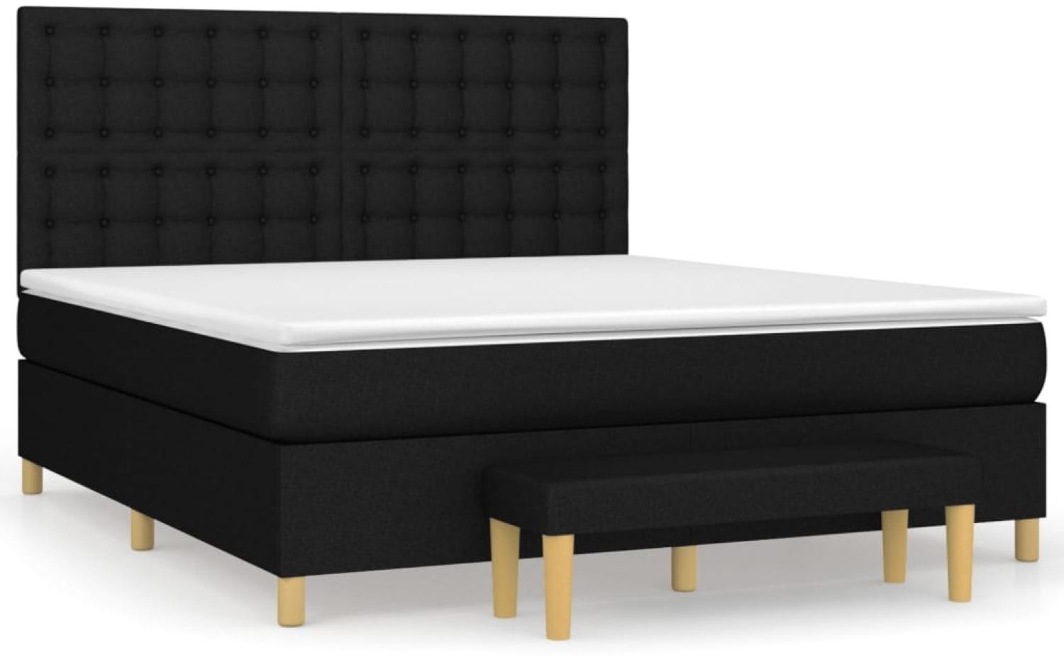 vidaXL Boxspringbett mit Matratze Schwarz 160x200 cm Stoff, Härtegrad: H2 [3137487] Bild 1