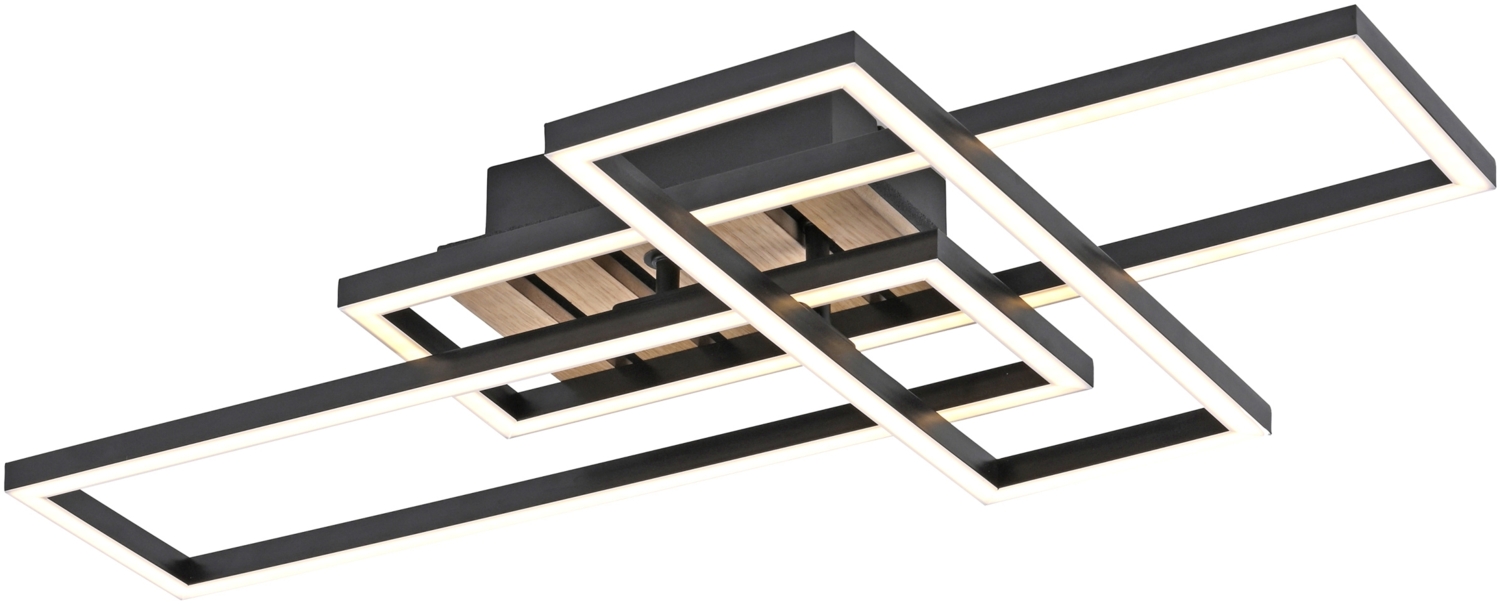 JUST LIGHT LED-Deckenleuchte 14051-79, 20,50W, 3000K, 3000lm, warmeiß, IP20, Holz/schwarz Bild 1