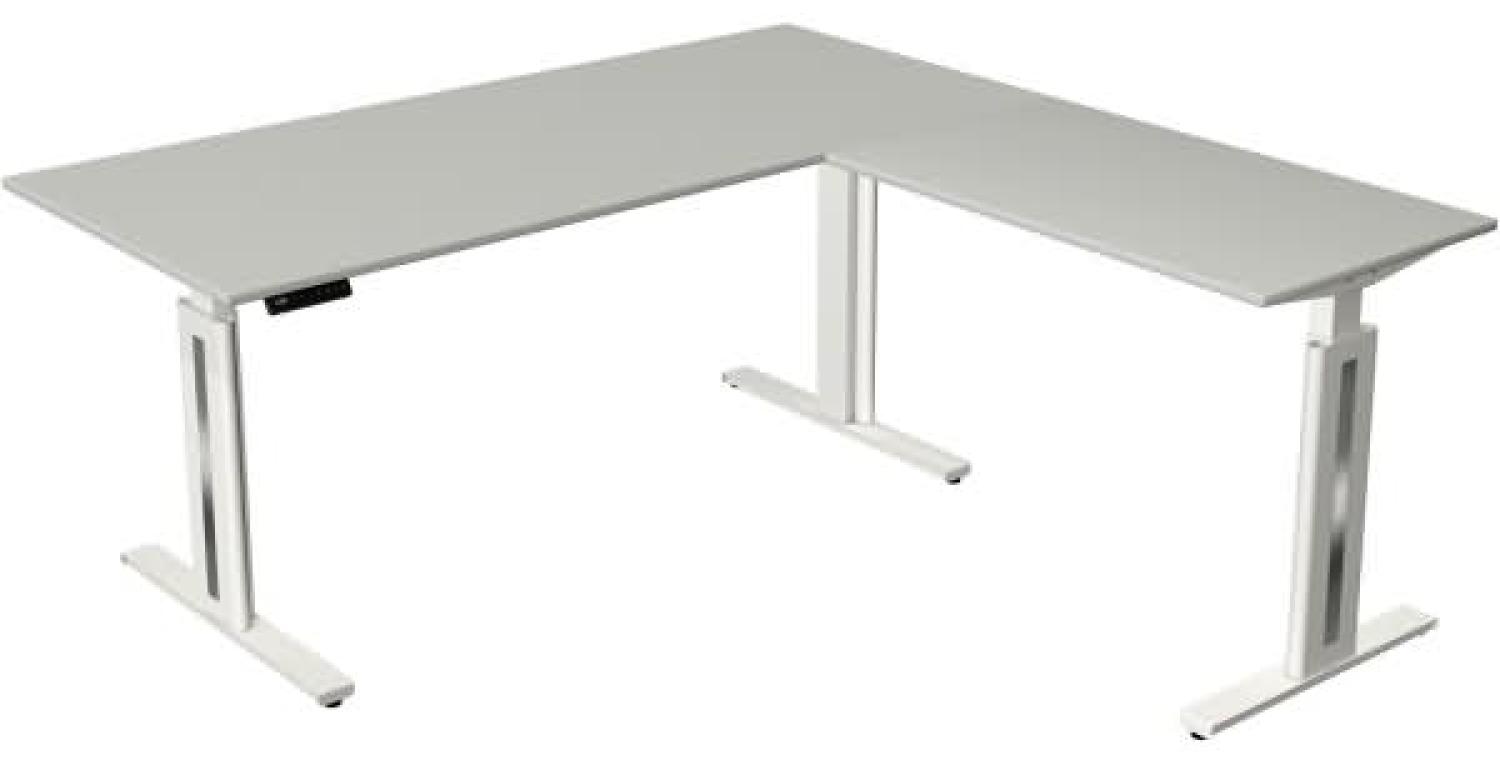 Kerkmann Move 3 fresh Schreibtisch Steh und Sitztisch mit Anbau (B) 180 x (T) 80 cm lichtgrau Bild 1