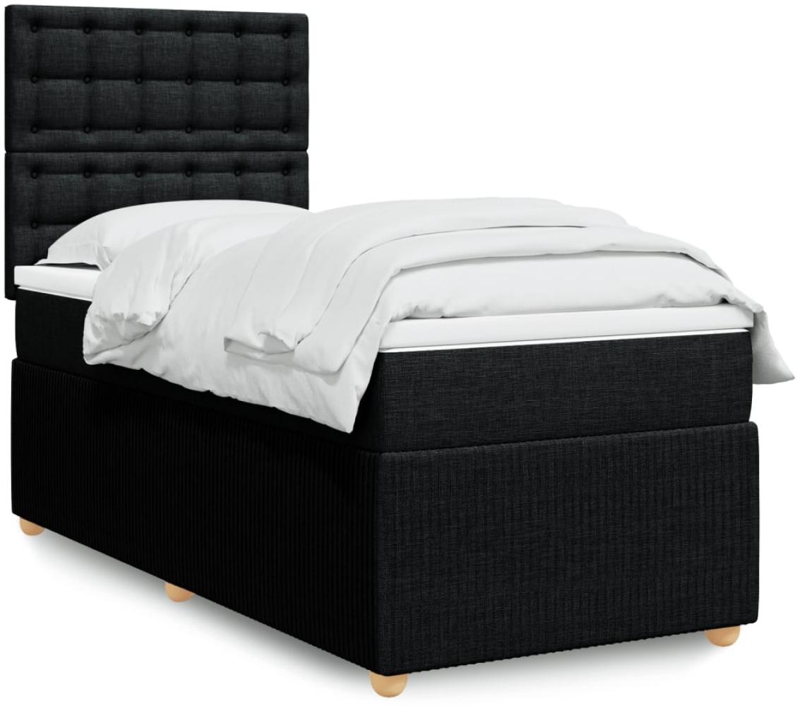 vidaXL Boxspringbett mit Matratze Schwarz 90x200 cm Stoff 3294255 Bild 1