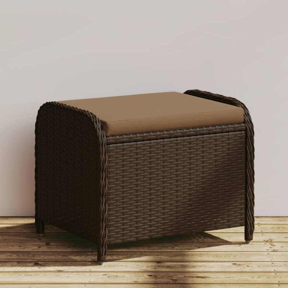 vidaXL Gartenhocker mit Kissen Braun 58x46x46 cm Poly Rattan 365735 Bild 1