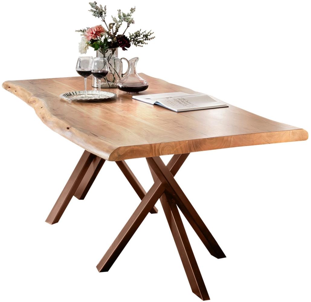 TABLES&CO Tisch 180x100 Akazie Stahl Natur Antikbraun Bild 1