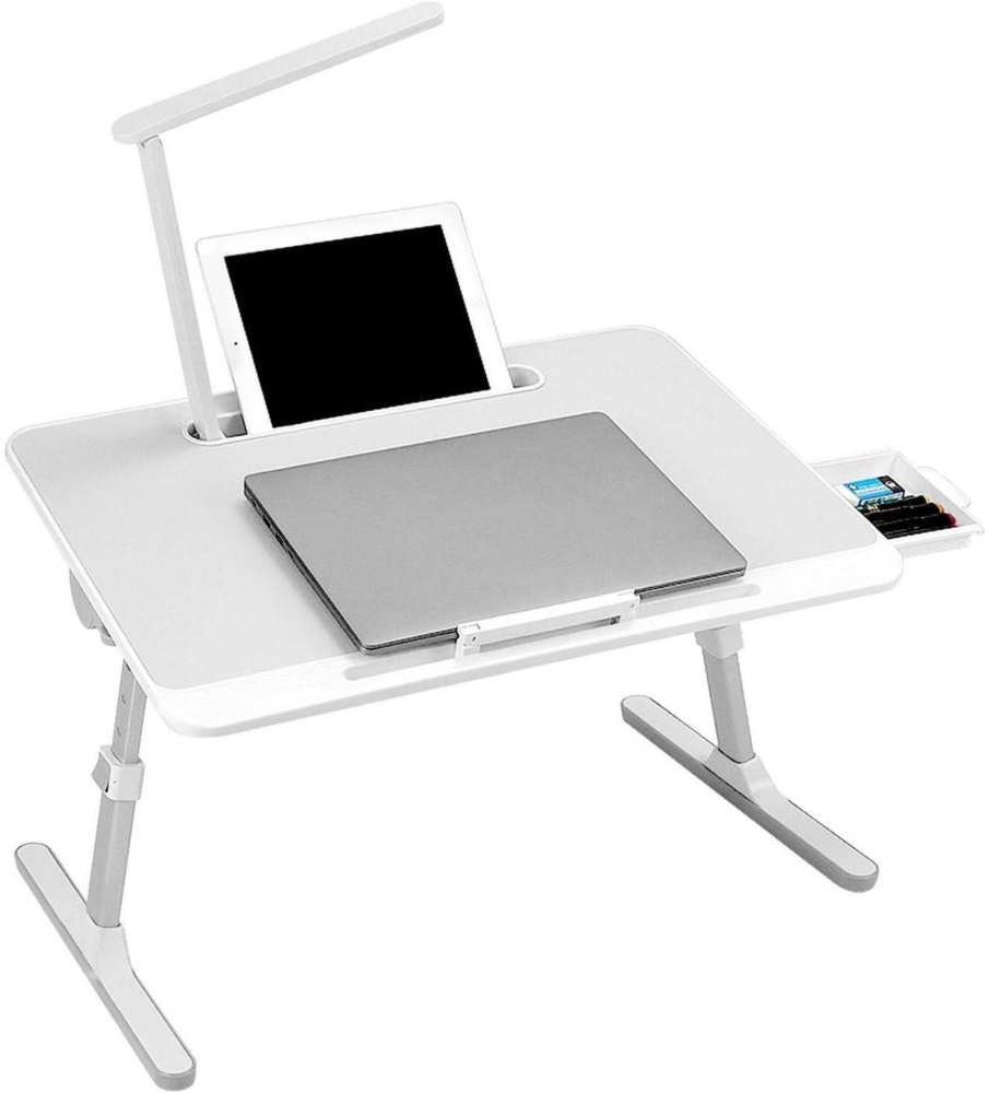 Höhenverstellbarer Laptoptisch mit LED Lampe und Schublade, 60 x 40 cm Bild 1