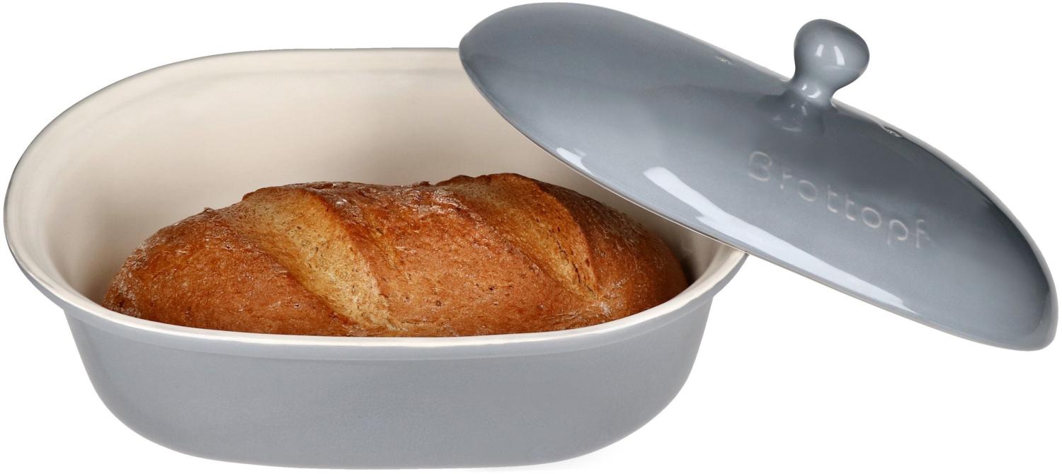 Oskar Brottopf in Grau Brotkasten mit Deckel Brot Toast Aufbewahrungsbox Bild 1