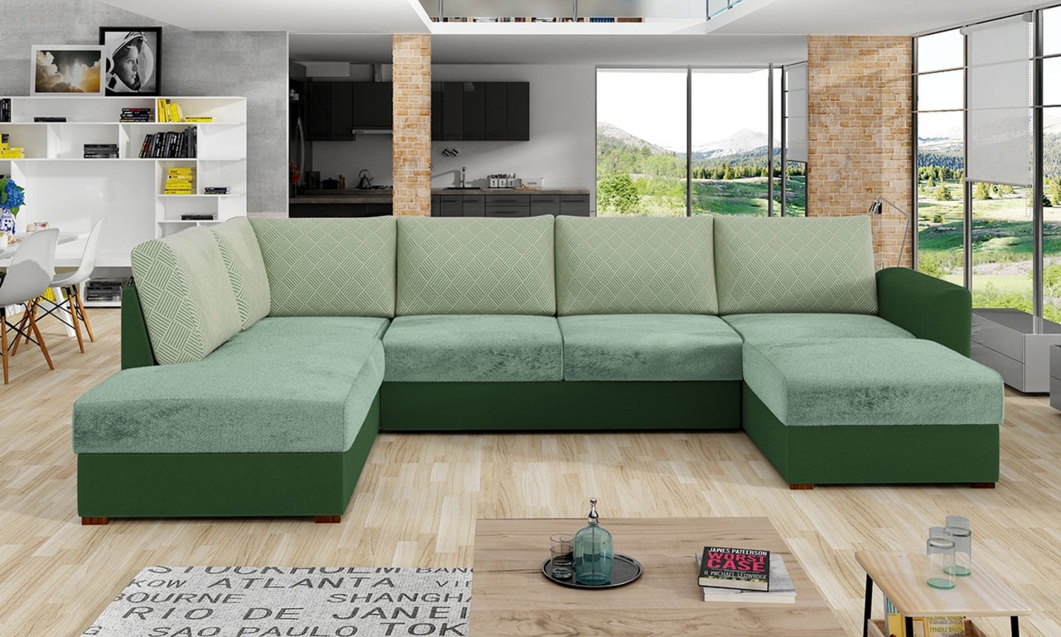 Wohnlandschaft Wilma Premium, Seite: Links, Farbe: Otusso 11 + Sorriso 8 + Modello 3 Bild 1