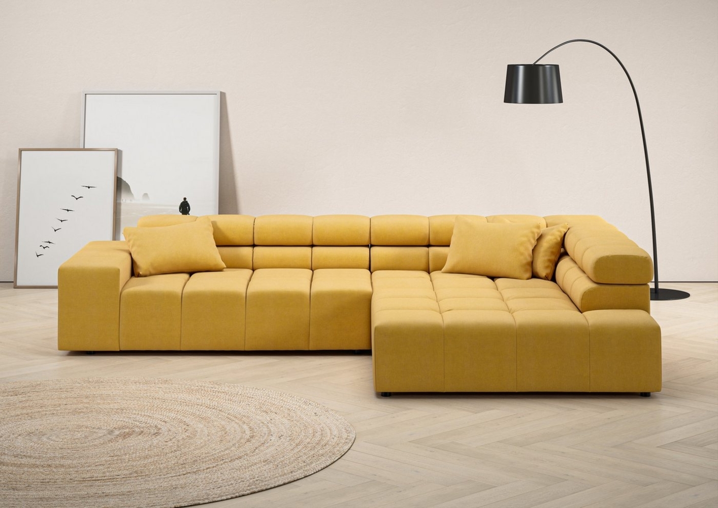 INOSIGN Ecksofa Ancona incl. Kopfteilverstellung, Zierkissen Breite 319cm, L-Form, wahlweise motorische Sitztiefenverstellung, auch in Cord + Easy Care Bild 1