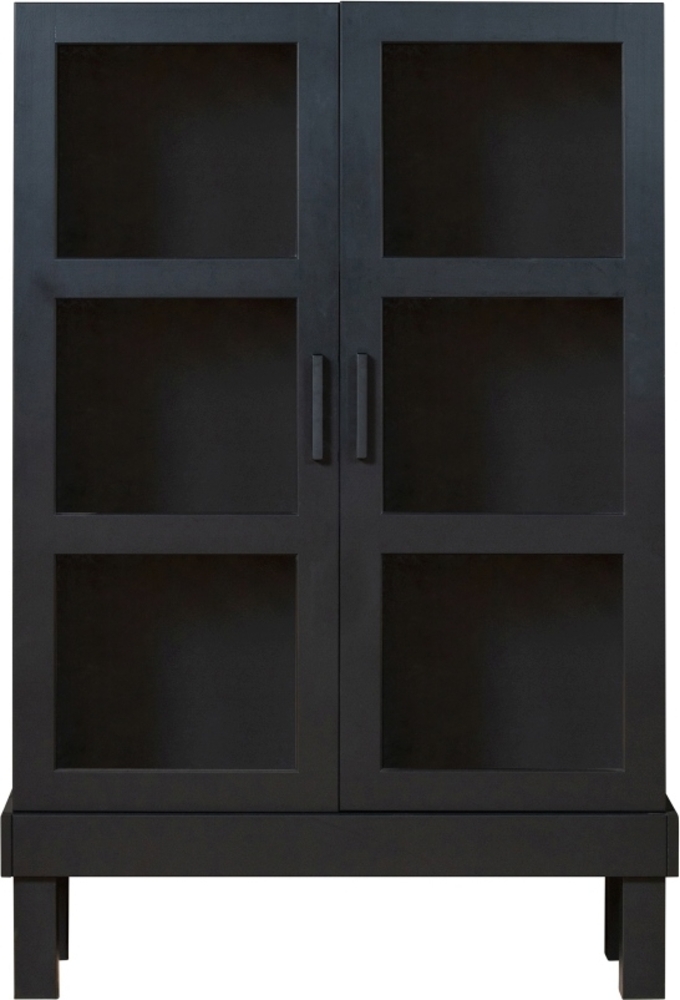 Basiclabel Vitrine Bonk aus Kiefernholz, Schwarz, 107 x 39 x 160 cm Bild 1