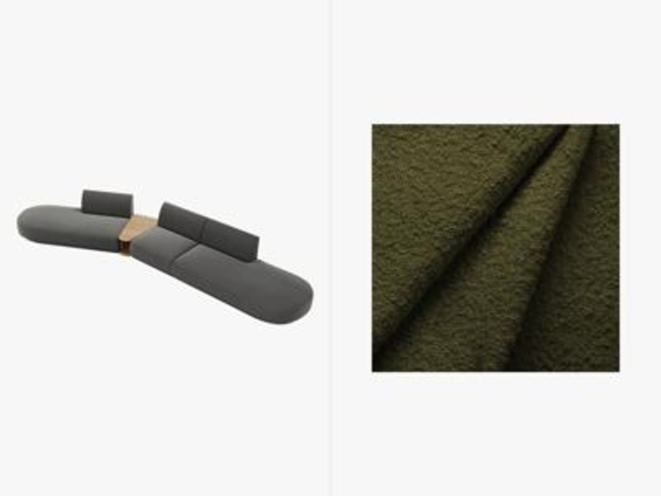 Micadoni Modulares Sofa Links Miley 5-Sitzer ohne Armlehnen Links Boucle Dunkel-Olivgrün Bild 1