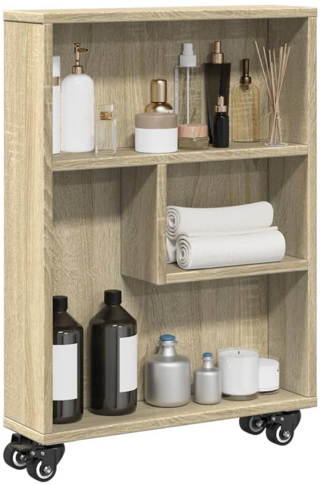 vidaXL Aufbewahrungswagen Schmal Sonoma-Eiche 48x13x68cm Holzwerkstoff 855225 Bild 1