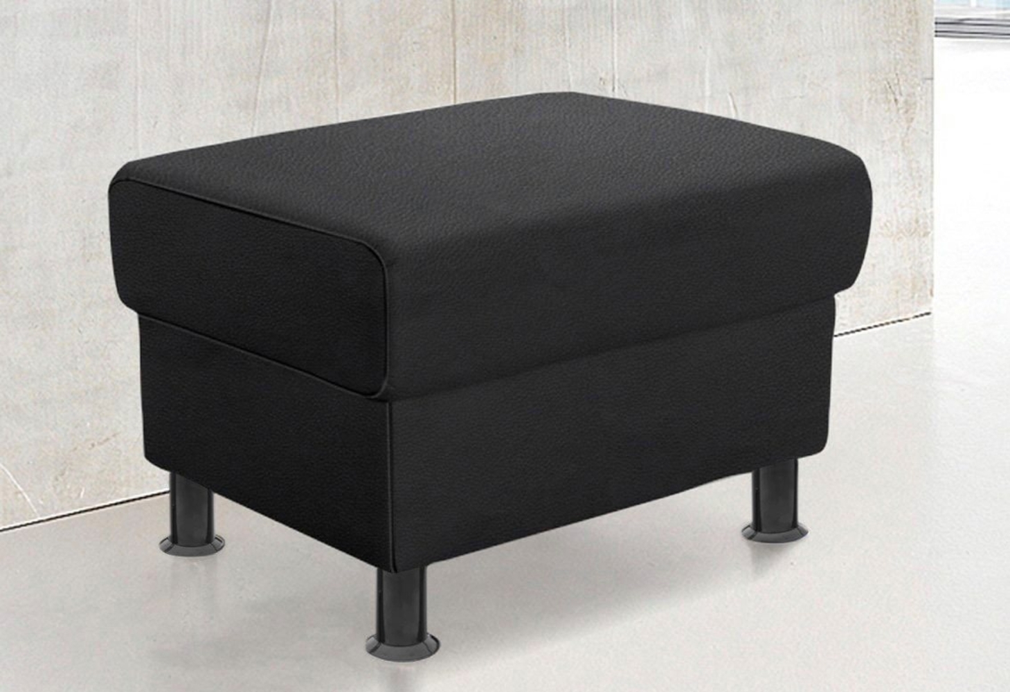 TRENDMANUFAKTUR Hocker Rondo, Polsterhocker zur Serie, Breite 67 cm, Füße schwarz, Fußhocker wahlweise mit Federkern, in verschiedenen Bezügen bestellbar Bild 1