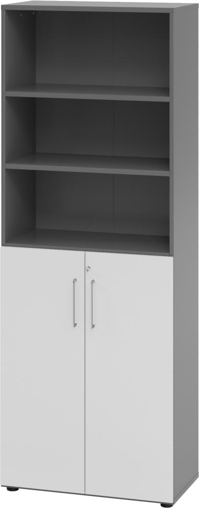 bümö® smart Aktenschrank Kombi abschließbar für 6 Ordnerhöhen in Graphit/Grau Bild 1