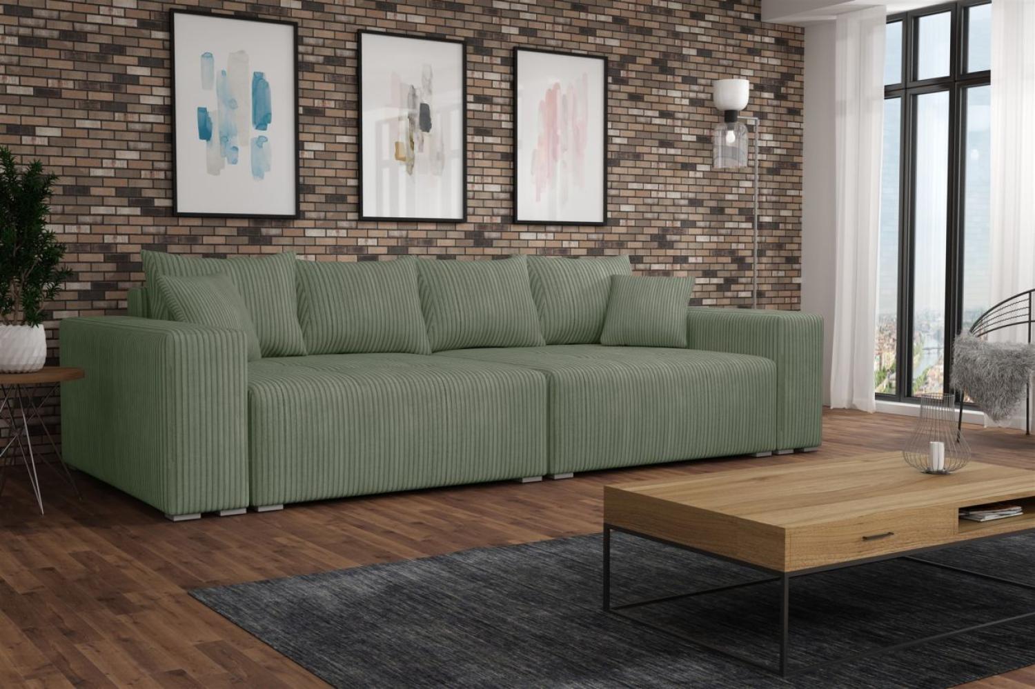 Big Sofa Couchgarnitur REGGIO Megasofa mit Schlaffunktion Stoff Poso Grün Bild 1