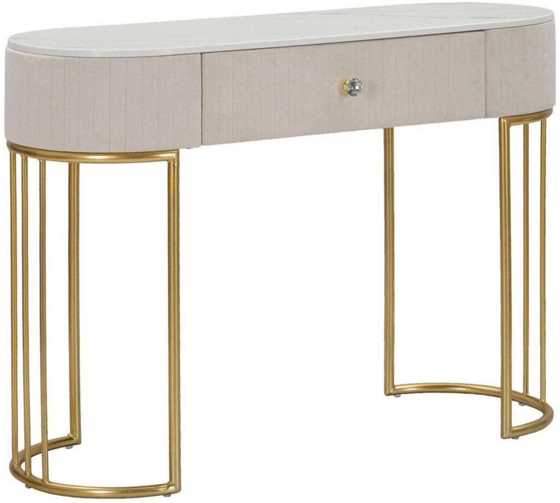 Dmora Konsolentisch Abstraktes , Tisch, Eingangskonsole, Regal, 100x40 h75 cm, Creme und Weiß Bild 1