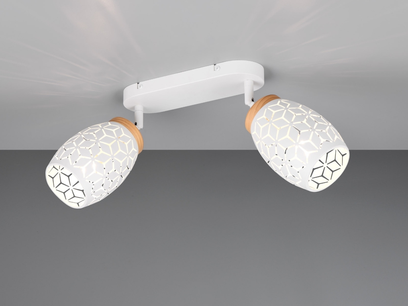 Deckenstrahler BIDAR Weiß 2-flammig mit Stanzmuster, Breite 28cm Bild 1
