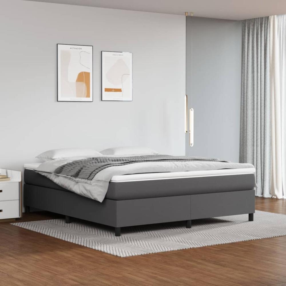 vidaXL Boxspringbett mit Matratze Grau 180x200 cm Kunstleder 3144624 Bild 1