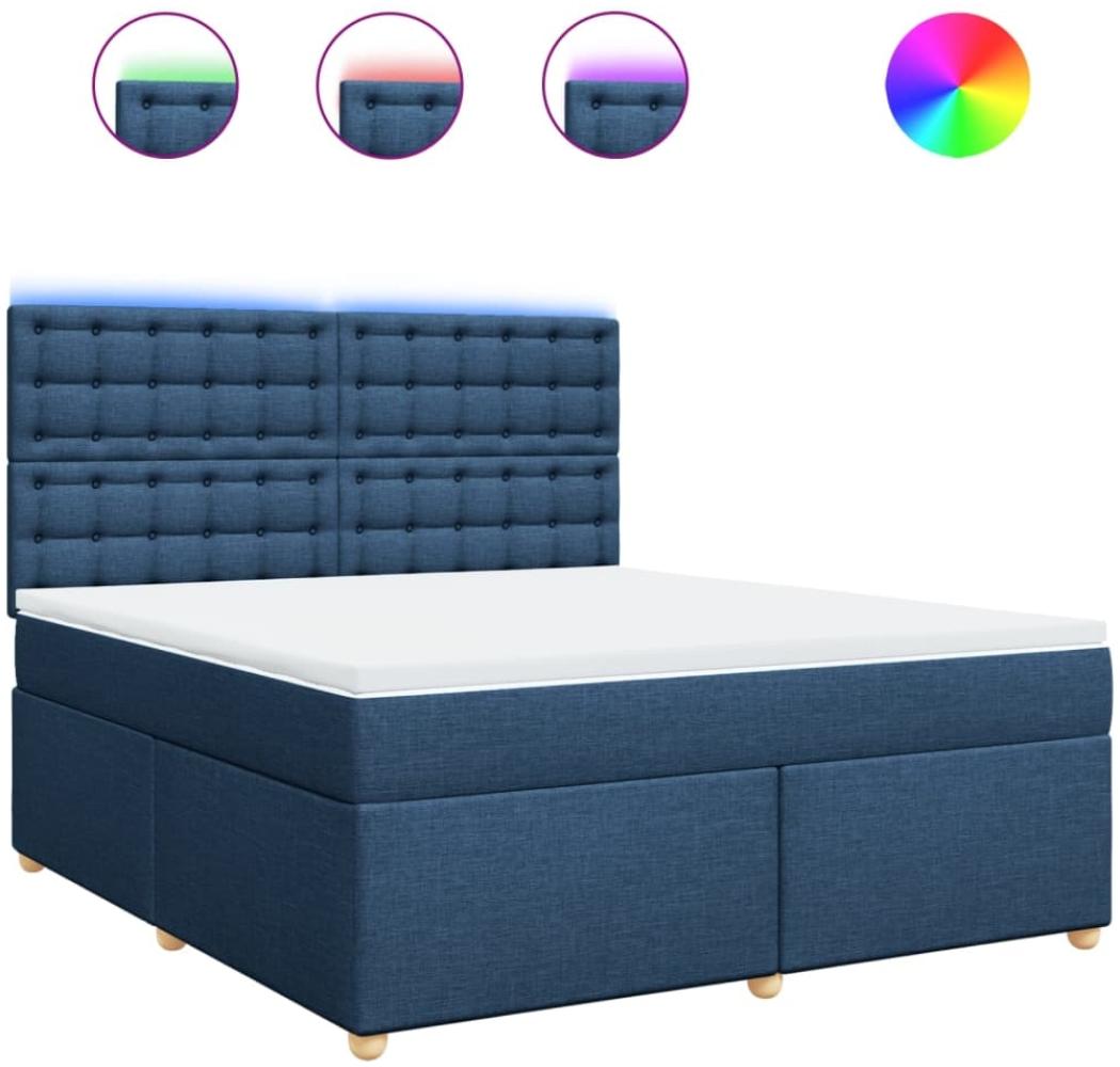vidaXL Boxspringbett mit Matratze Blau 180x200 cm Stoff 3293679 Bild 1