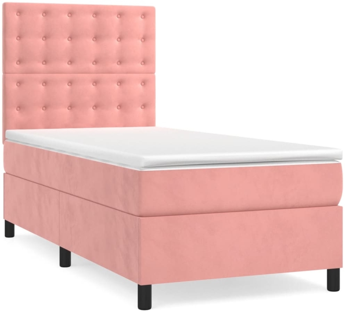 vidaXL Boxspringbett mit Matratze Rosa 90x200 cm Samt 3143246 Bild 1